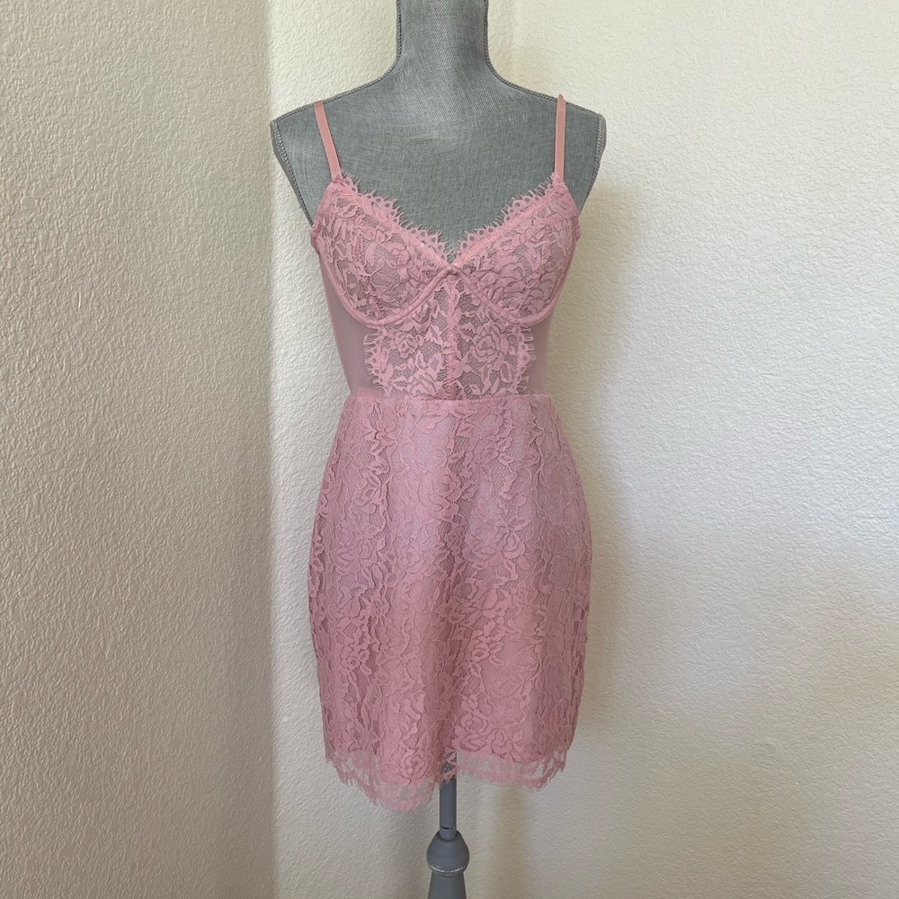 Forever 21 Pink Lace Mini Dress